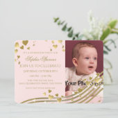 Eerste verjaardag muziek en harten kaart (Staand voorkant)