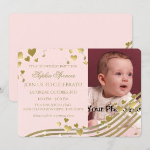 Eerste verjaardag muziek en harten kaart