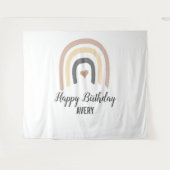 Eerste verjaardag naam modern regenboog baby wandkleed (Voorkant (horizontaal))