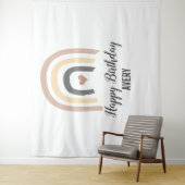 Eerste verjaardag naam modern regenboog baby wandkleed (In situ)