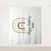 Eerste verjaardag naam modern regenboog baby wandkleed (Voorkant)