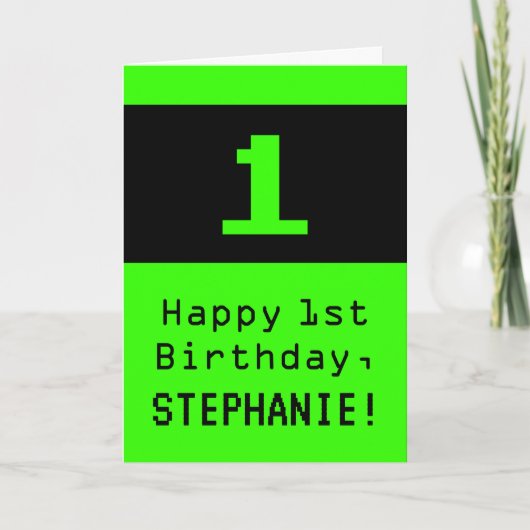Eerste verjaardag: Nerdy / Geeky Style "1" en Naam Kaart (Voorkant)