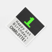 Eerste verjaardag - Nerdy / Geeky Style "1" & Naam Servet (Hoek)