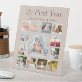 Eerste verjaardag Neutrale Baby Foto collage Reclamebord Met Voetstuk (Insitu)