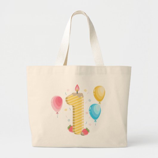 Eerste verjaardag nummer één illustratie grote tote bag (Voorkant)