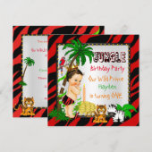 Eerste verjaardag Oerwoud Safari Wild Prince Brune Kaart (Voorkant / Achterkant)