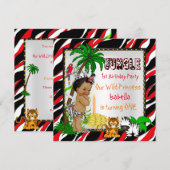 Eerste verjaardag Oerwoud Safari Wild Princess Eth Kaart (Voorkant / Achterkant)