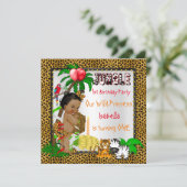 Eerste verjaardag Oerwoud Safari Wilde Etnische Et Kaart (Staand voorkant)