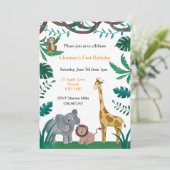 Eerste verjaardag Oerwoud uitnodiging (Staand voorkant)