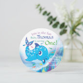 Eerste verjaardag, onder het zee, Blue Dolphin Kaart (Staand voorkant)