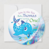 Eerste verjaardag, onder het zee, Blue Dolphin Kaart (Voorkant)
