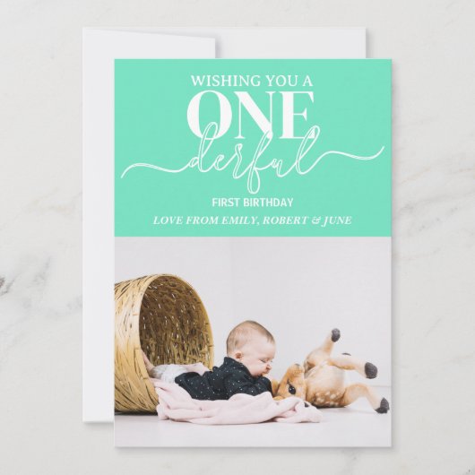 Eerste verjaardag Onderful typografie kaart (Voorkant)