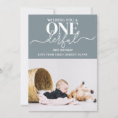 Eerste verjaardag Onderful typografie kaart (Voorkant)