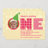 Eerste verjaardag "One"-fotouitnodiging Kaart (Voorkant / Achterkant)