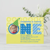 Eerste verjaardag "One"-fotouitnodiging Kaart (Staand voorkant)