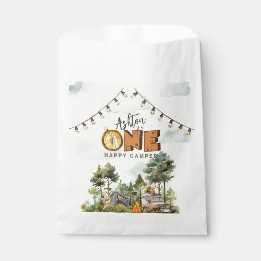Eerste verjaardag One Happy Camper Bedankzakje (Voorkant)