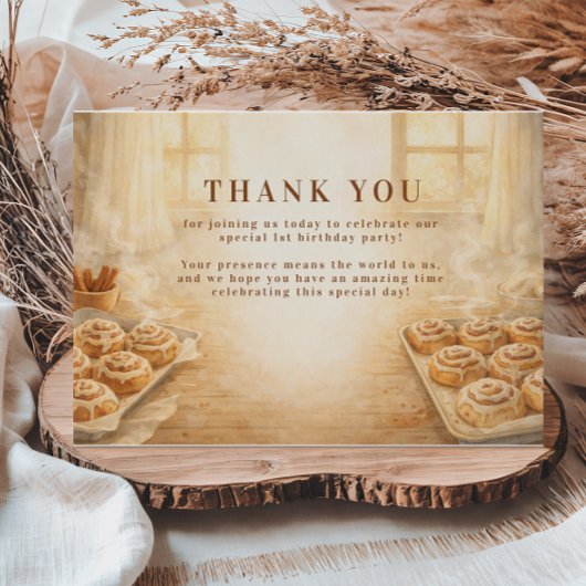 Eerste verjaardag 'One Sweet Little Bun' Bedankkaart