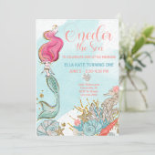 Eerste verjaardag ONEder Zee Zeemeermin Birthday Kaart (Staand voorkant)