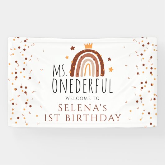 Eerste verjaardag: Onederful Terracotta Rainbow Spandoek (Horizontaal)