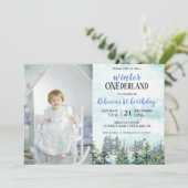 Eerste verjaardag ONEderland winteruitnodiging Kaart (Staand voorkant)