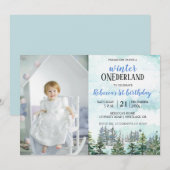 Eerste verjaardag ONEderland winteruitnodiging Kaart (Voorkant / Achterkant)