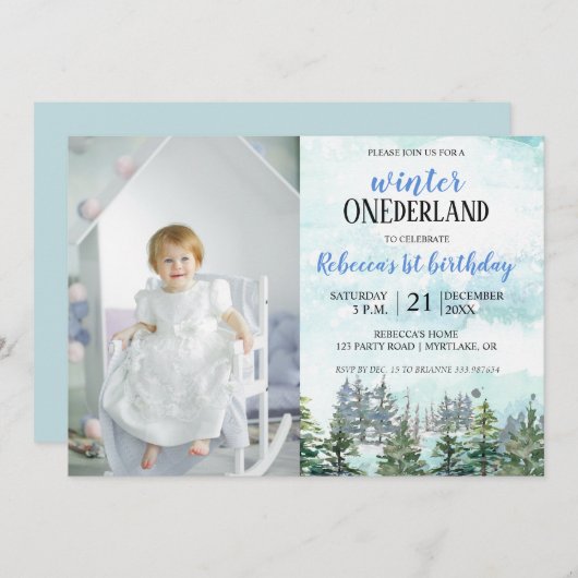 Eerste verjaardag ONEderland winteruitnodiging Kaart (Voorkant / Achterkant)