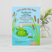 Eerste verjaardag onze kleine kikkerfeestuitnodigi kaart (Staand voorkant)