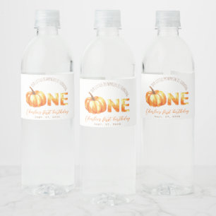 Eerste verjaardag onze kleine pompoen wordt één ja waterfles etiket