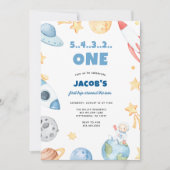 Eerste verjaardag Outer Space Blast Off Kaart (Voorkant)