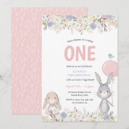 Eerste verjaardag paashaas uitnodiging