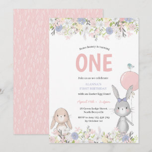 Eerste verjaardag paashaas uitnodiging