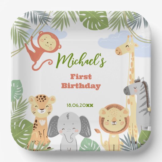 Eerste verjaardag Papieren Bord met schattige bees (Voorkant)