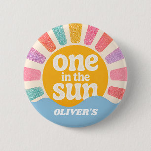 Eerste verjaardag Papieren borden Zomer Thema Ronde Button 5,7 Cm