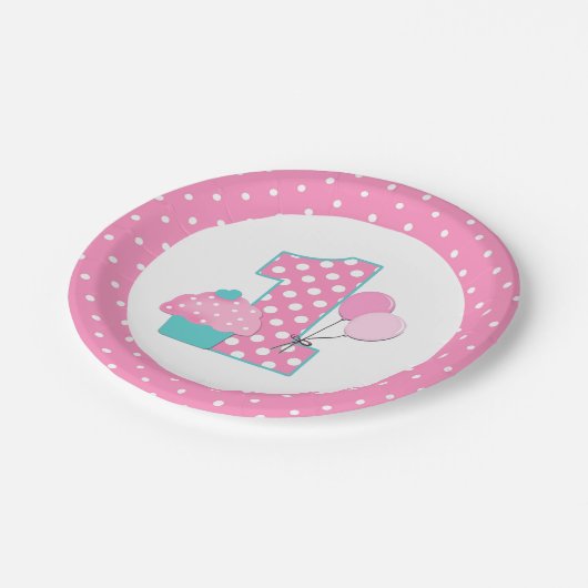 Eerste verjaardag papieren bordje (Gekanteld)