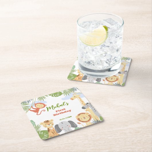 Eerste verjaardag Papieren Onderzetter met schatti (Insitu)