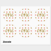 Eerste verjaardag Pink & Gold Glitter Script ONE, Ronde Sticker (Vel)