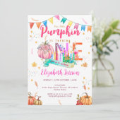 Eerste Verjaardag Pompoen Herfst Herfst Waterverf Kaart (Staand voorkant)