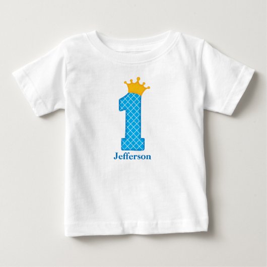 Eerste verjaardag Prince T-shirt gepersonaliseerd (Voorkant)
