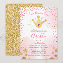 Eerste verjaardag Princess Gold Pink Crown
