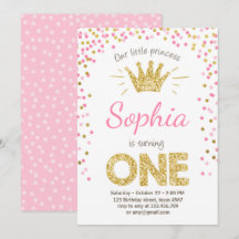 Eerste verjaardag Princess Gold Pink