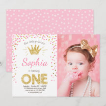 Eerste verjaardag Princess Gold Pink
