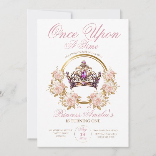 Eerste verjaardag prinses kaart (Voorkant)