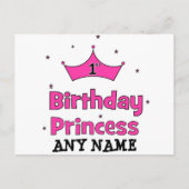 Eerste verjaardag prinses met roze kroon briefkaart (Voorkant)