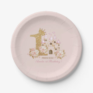Eerste verjaardag prinses papieren bordje