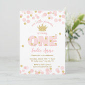 Eerste verjaardag Prinses Roze Gouden Glitters Kaart (Staand voorkant)