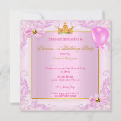 Eerste verjaardag prinses Tiara Girl Pink Brunette Kaart (Achterkant)