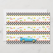 Eerste verjaardag raceauto uitnodiging (Achterkant)
