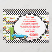 Eerste verjaardag raceauto uitnodiging (Voorkant / Achterkant)