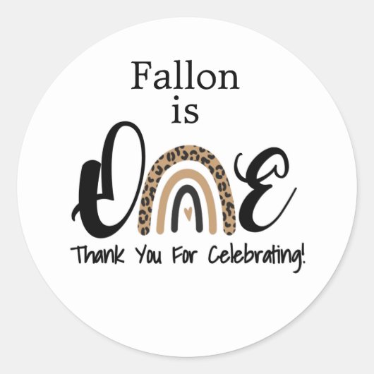 Eerste verjaardag, Rainbow-uitnodiging, ÉÉN Ronde Sticker (Voorkant)