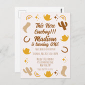 Eerste verjaardag Rainbows Rodeos Groovy Birthday Briefkaart (Voorkant / Achterkant)